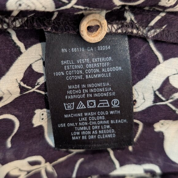 Anthropologie Cotton Button-Up Purple Patterned Blouse - Picture 8 of 8